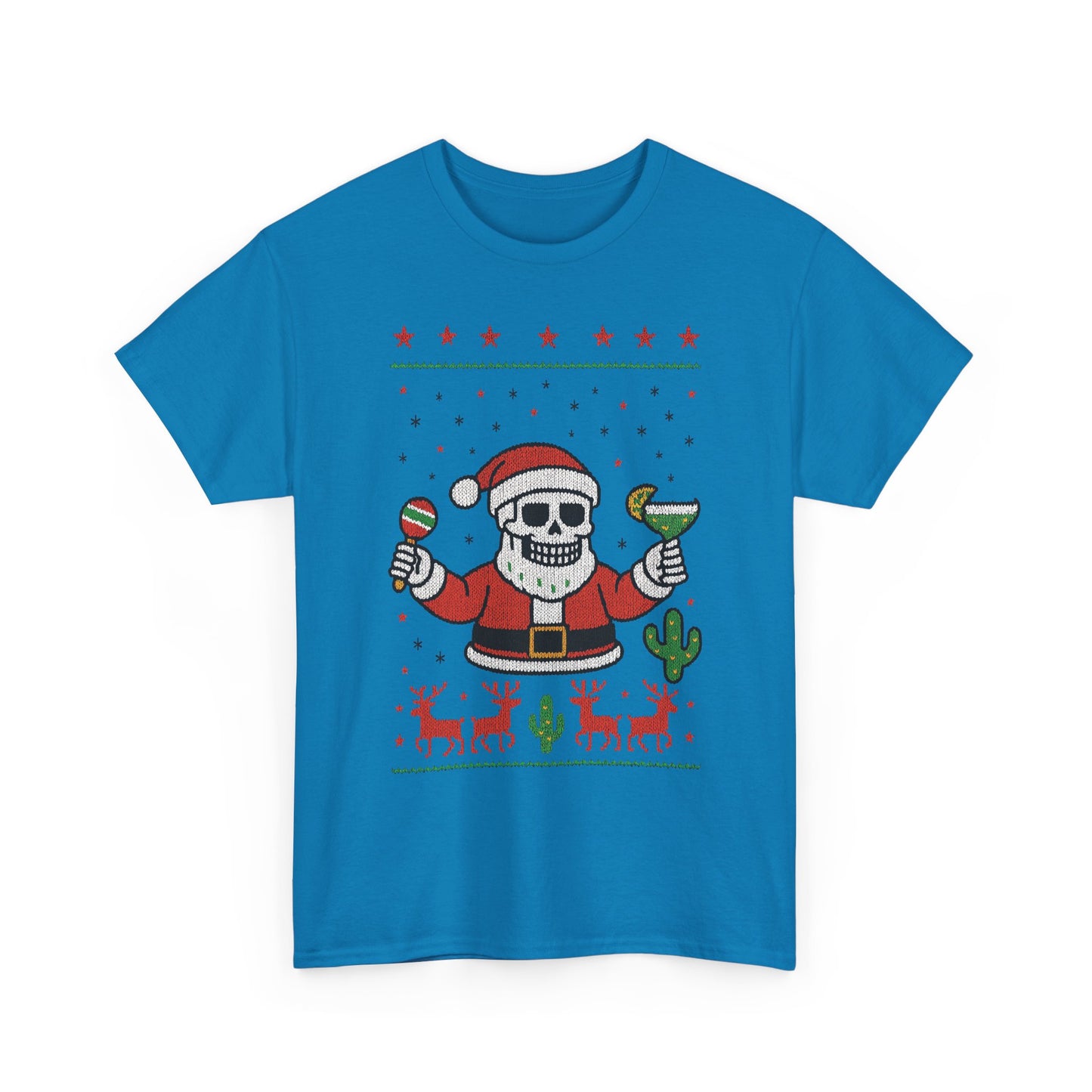 Skeleton Santa Funny Christmas T-Shirt for Men, Margarita - Maracas Holiday Tee