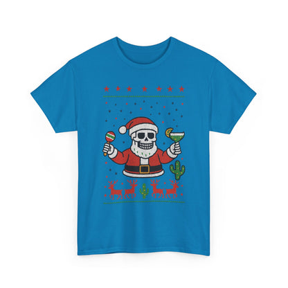 Skeleton Santa Funny Christmas T-Shirt for Men, Margarita - Maracas Holiday Tee