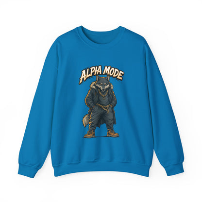 Alpha Mode Wolf Crewneck Sweatshirt, Mens Streetwear Pullover, Hip Hop Savage Wolf Sweater, Alpha Male Graphic Crewneck, Urban Wolf Gift