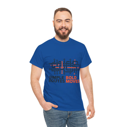 Simple Routes Bold Moves Mens T-Shirt, Minimal Urban Metro Map Graphic Tee