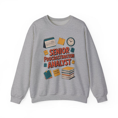 Senior Procrastination Analyst Sweatshirt, Gift for Graduates, Office Humor Apparel, Meme Sweatshirt, Casual Wear, Motivation Humor Apparel