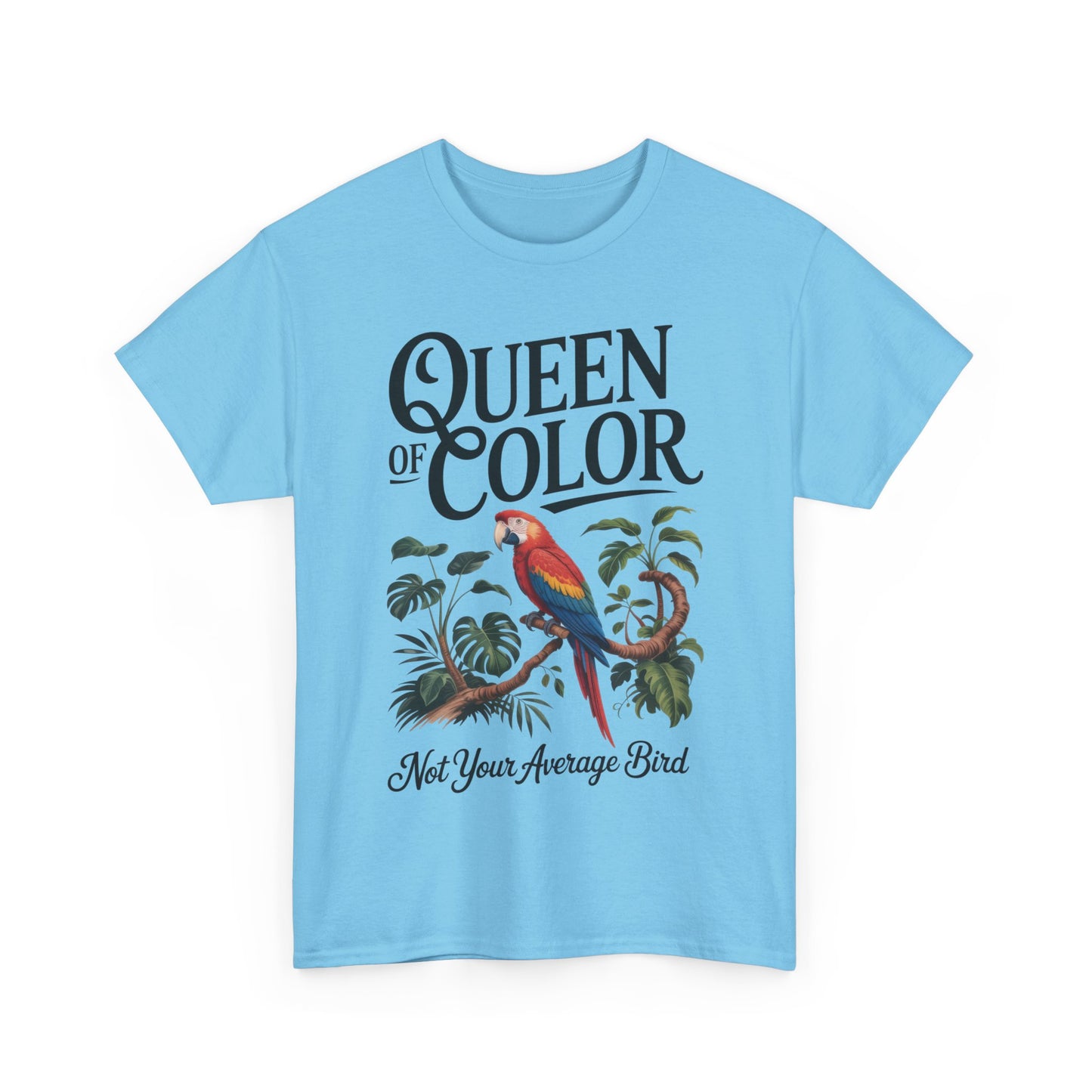 Colorful Queen Womens Tee, Fun Graphic T-Shirt, Casual Wear, Gift for Bird Lovers, Trendy Summer Apparel