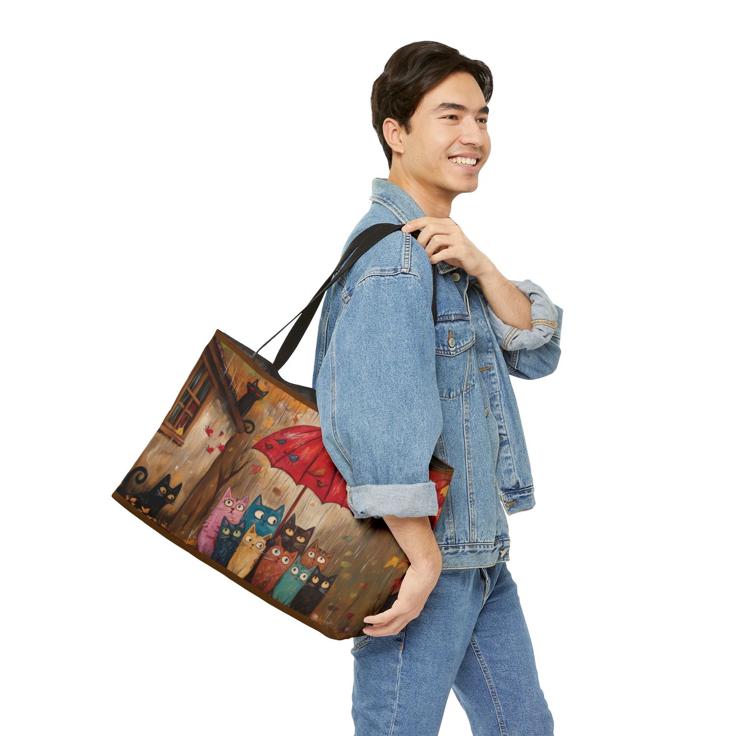 Autumn Cat Parade Weekender Tote Bag, Perfect for Travel, Cat Lovers, Fall Decor, Weekend Getaway, Stylish Storage