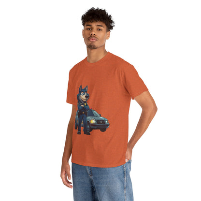 Cool Police Wolf Cartoon Shirt, Funny Cop Animal Graphic Tee,  Law Enforcement Gift T-Shirt, Tee for Dog Lovers, Gifts for Police Week