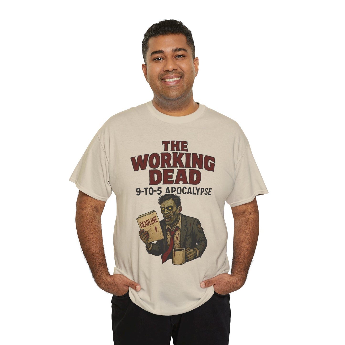 The Working Dead 9-to-5 Apocalypse Men's T-Shirt, Funny Horror Office Zombie Tee, Halloween Zombie Top, Work Humor Sweatshirt
