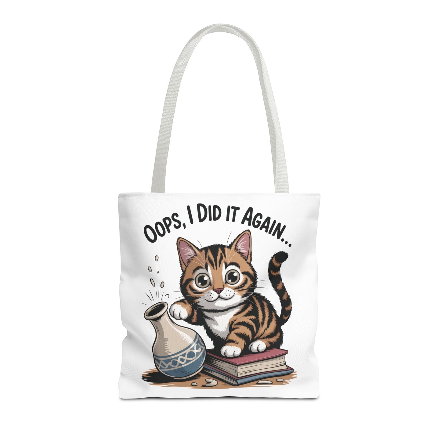 Cat-Themed Tote Bag, "Oops, I Did It Again", Perfect Gift for Cat Lovers, Pet Owners, Birthday, or Everyday Use, Large Tote Bag, beach bag