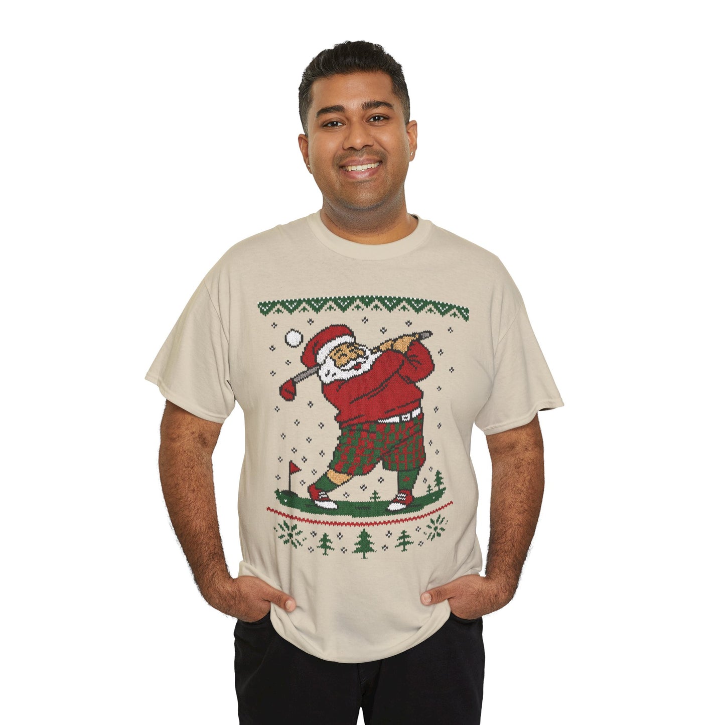 Funny Golfing Santa Christmas T-Shirt, Ugly Christmas Golf Shirt for Men, Holiday Golf Player Tee