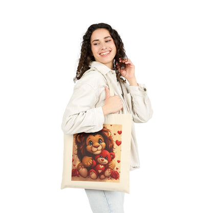Adorable Lion & Teddy Bear Tote Bag, Cute Gift for Kids, Nursery Decor, Valentine's Day, Eco-Friendly Shopping Bag