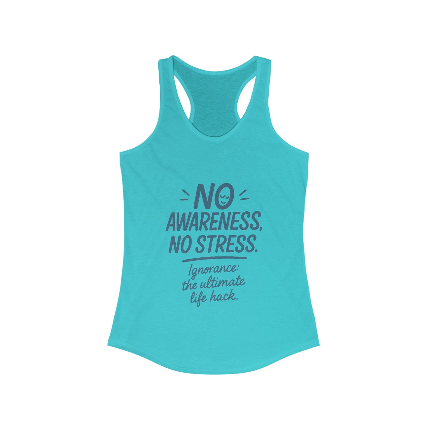 Womens No Awareness Racerback Tank Top, Funny No Stress Quote, Workout Sleeveless Shirt, Motivational Shirt, Yoga, Workout, Casual Wear
