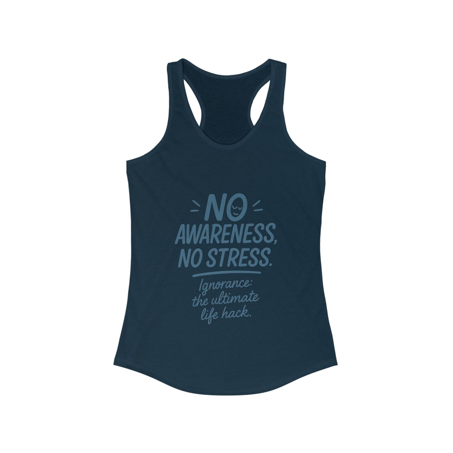 Womens No Awareness Racerback Tank Top, Funny No Stress Quote, Workout Sleeveless Shirt, Motivational Shirt, Yoga, Workout, Casual Wear