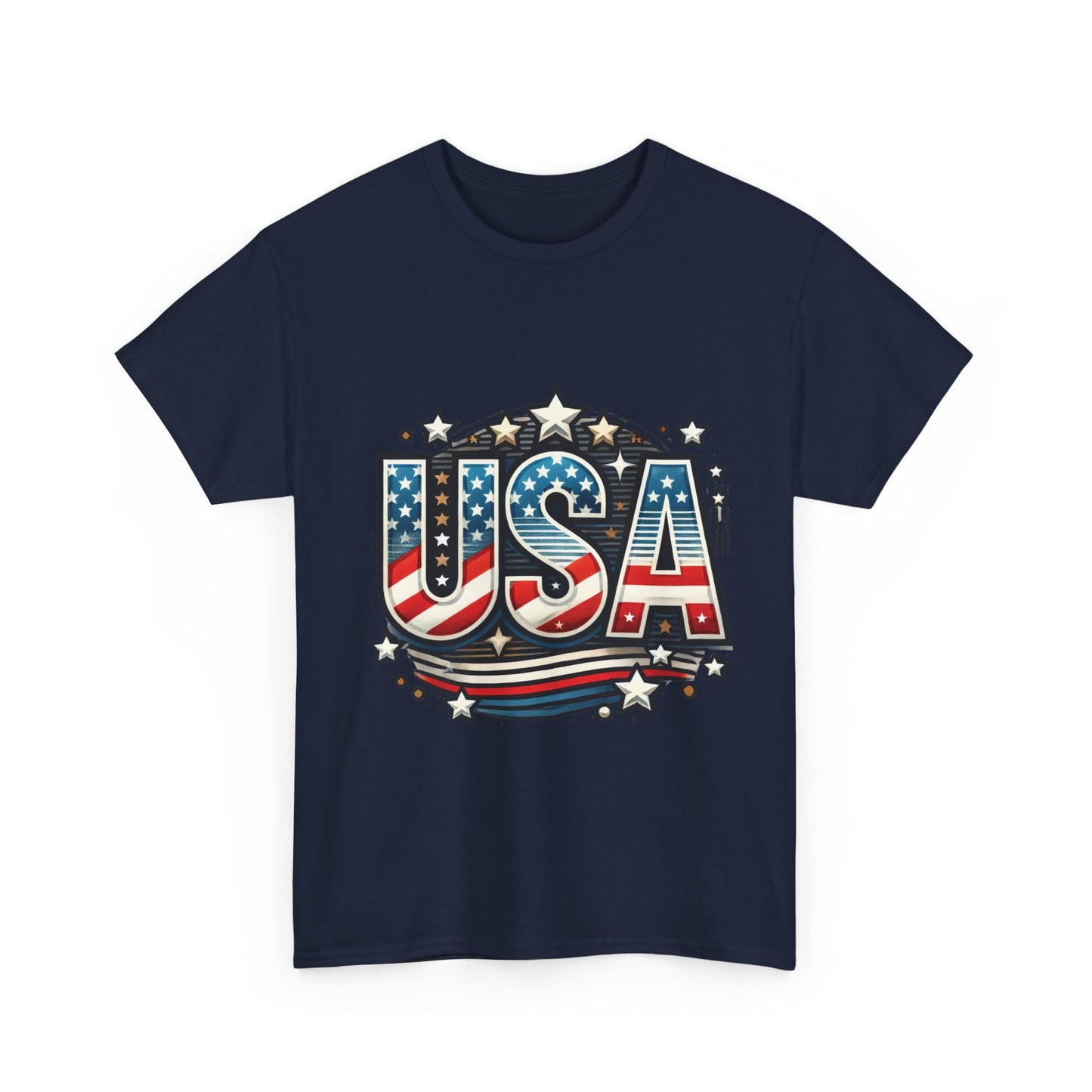 Patriotic USA T-Shirt, Unisex Heavy Cotton Tee for Independence Day, Memorial Day, 4th of July, Casual Wear, Gifts