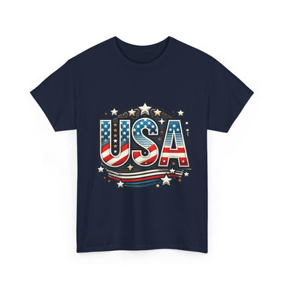Patriotic USA T-Shirt, Unisex Heavy Cotton Tee for Independence Day, Memorial Day, 4th of July, Casual Wear, Gifts