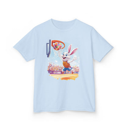 Easter Basketball Bunny Kids T-Shirt - Funny Bunny Dunking Egg Ball, Cute Spring Sports Tee for Kids, Fun Holiday Gift Idea