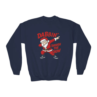 Dabbin Santa Youth Christmas Sweatshirt, Funny Holiday Jumper for Boys
