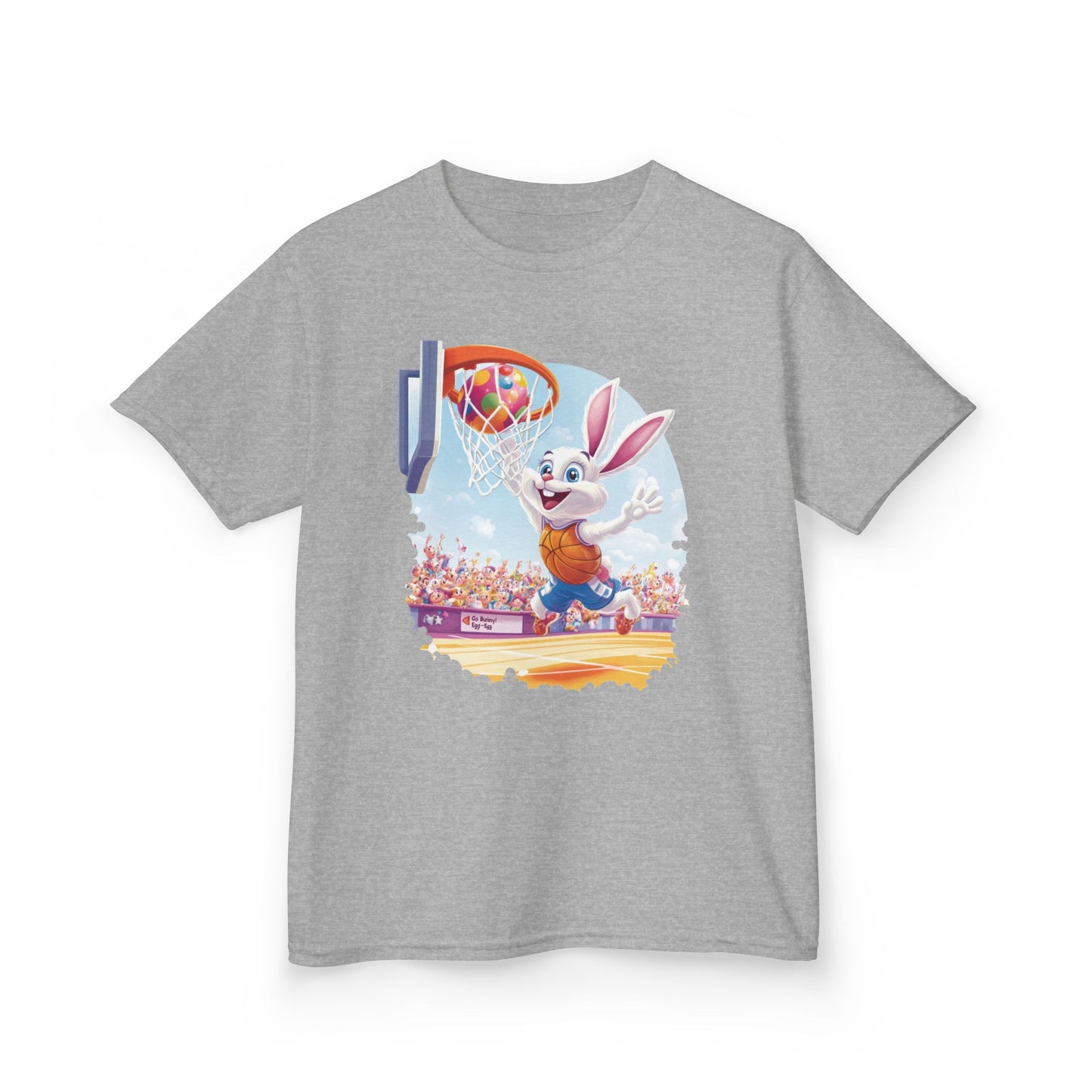 Easter Basketball Bunny Kids T-Shirt - Funny Bunny Dunking Egg Ball, Cute Spring Sports Tee for Kids, Fun Holiday Gift Idea