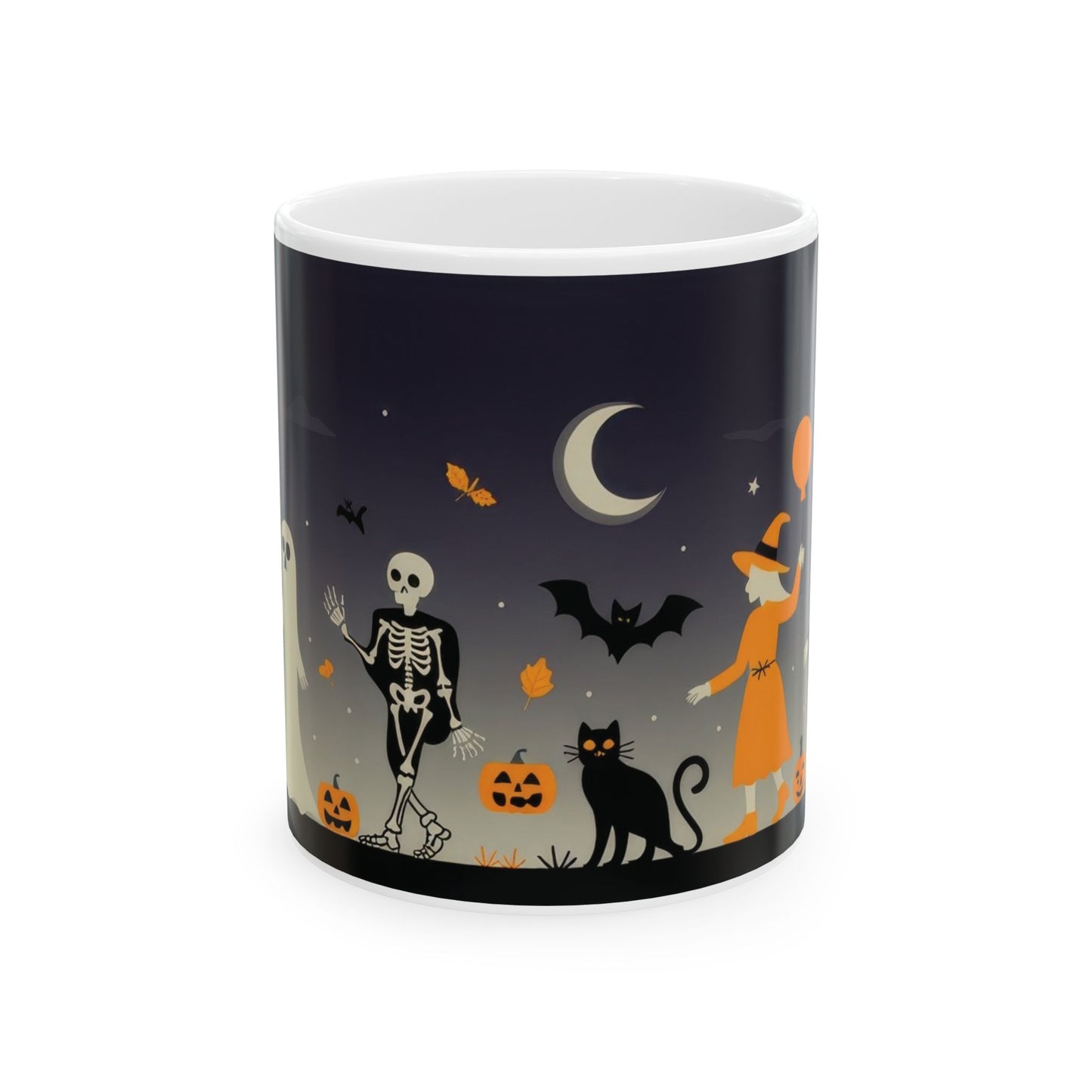 Halloween Night Parade Mug, Witches, Ghosts, Skeletons, Spooky Night Coffee Cup, Gothic Fall Gift for Her - HimCeramic Mug, (11oz, 15oz)