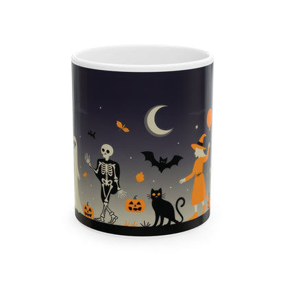 Halloween Night Parade Mug, Witches, Ghosts, Skeletons, Spooky Night Coffee Cup, Gothic Fall Gift for Her - HimCeramic Mug, (11oz, 15oz)
