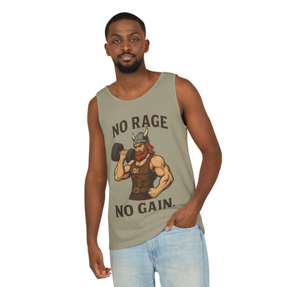 No Rage No Gain Viking Gym Tank Top, Funny Muscle Workout Tee, Barbarian Fitness Tank for Men, Gym Wear, Workout Gear, Casual Summer Outfit