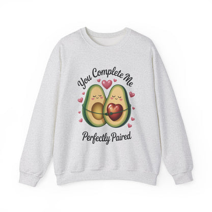Cute Avocado Love Crewneck Sweatshirt, Sweatshirt for Couples, Perfect Gift for Valentines Day, Cozy Apparel, Avocado Lover Gift