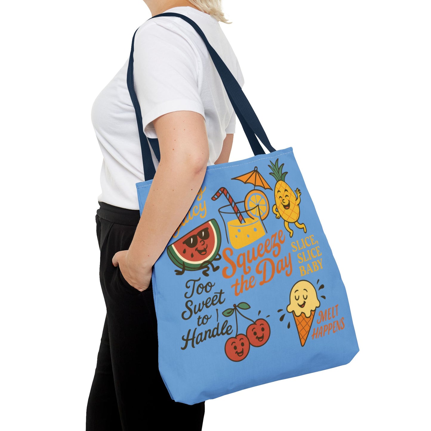 Juicy Summer Tote Bag, Fun Beach Carryall, Perfect for Grocery Shopping, Reusable Market Tote, Cute Gift for Fruit Lovers, Large Tote Bag