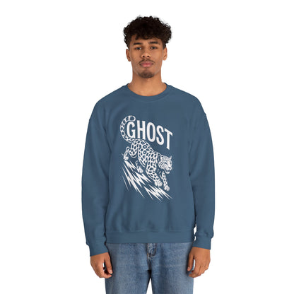 Ghost Leopard Crewneck Sweatshirt, Unisex Fashion, Cozy Casual Wear, Graphic Sweatshirt, Wild Animal Art, Gift for Animal Lovers