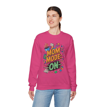 Mom Mode On Crewneck Sweatshirt, Gift for Mom, Mother's Day Humor T-Shirt, Cute Mama Life Graphic Tee, Mother's Day Gift