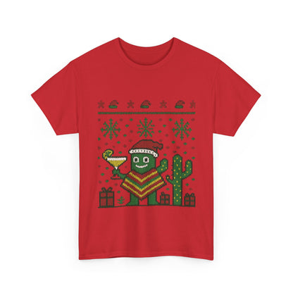 Festive Cactus Christmas Shirt, Funny Holiday Santa Hat Tee for Women, Women's Funny Xmas Shirt