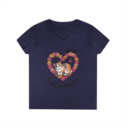 Best Cat Mom V-Neck T-Shirt, Gifts for Cat Lovers, Pet Mom Tee, Cute Cat Shirt, Animal Lover Apparel, Mother's Day Gift