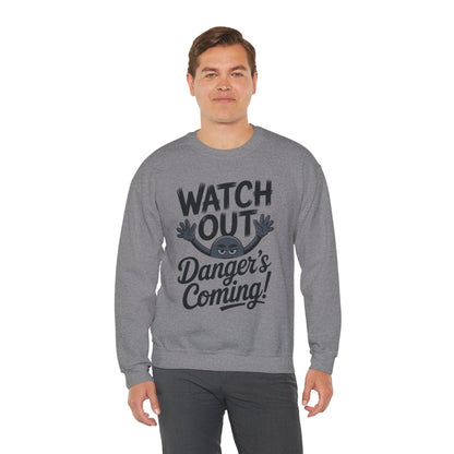 Mens Casual Crewneck Sweatshirt with Warning Message, Funny Gift for Friends, Cozy Layer for Everyone, Great for Halloween, Fall