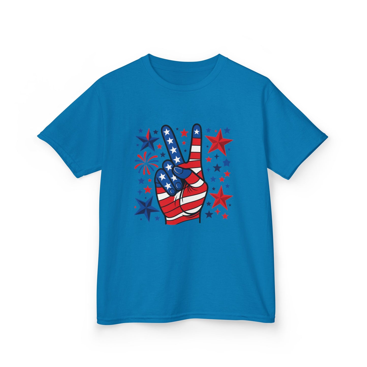 Kids Peace Sign Tee, Patriotic Children's T-Shirt, Americana Style Tee, July 4th Outfit, Independence Day Gift, Star-Spangled Shirt
