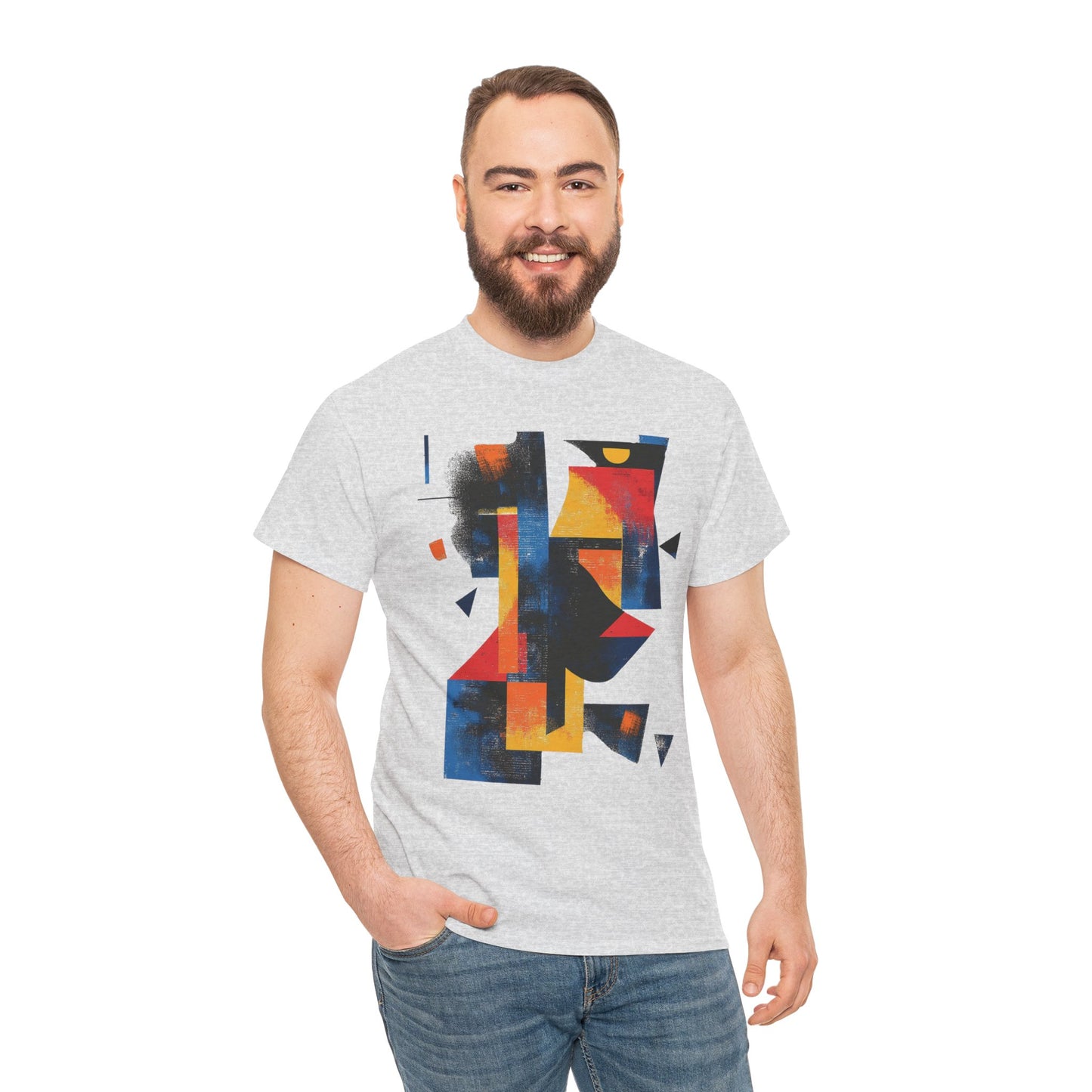Abstract Geometric Art T-Shirt, Colorful Unisex Heavy Cotton Tee, Modern Artistic Shirt, Bold Graphic Print Tee