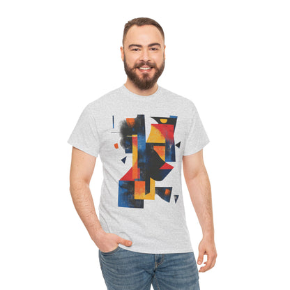 Abstract Geometric Art T-Shirt, Colorful Unisex Heavy Cotton Tee, Modern Artistic Shirt, Bold Graphic Print Tee