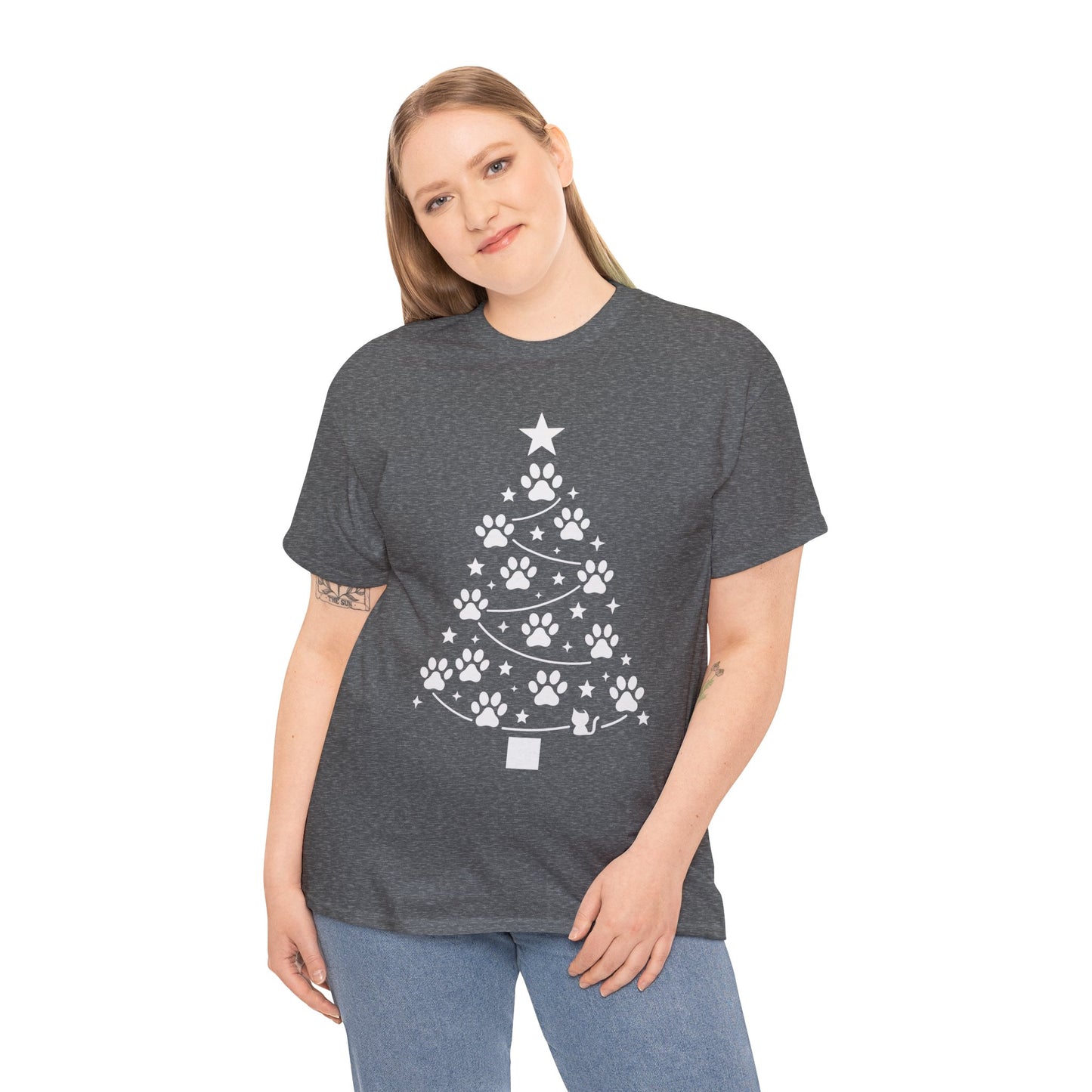 Paw Christmas Tree Women's T-Shirt, Pet Lover Holiday Tee