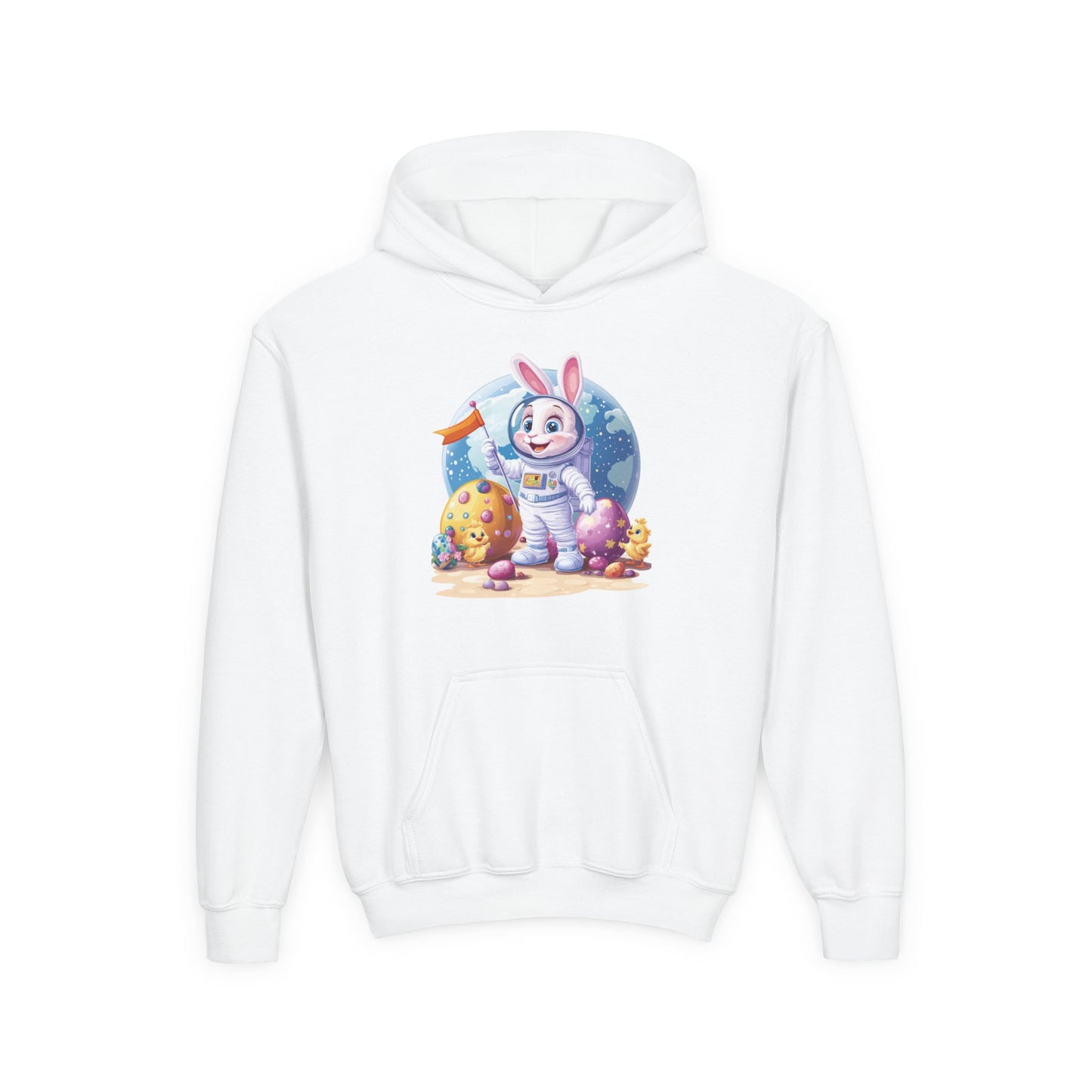 Astronaut Easter Bunny Kids Hoodie, Space Bunny Youth Sweatshirt, Cute Galaxy Easter Gift for Boys and Girls, Gift for Easter Space Lovers