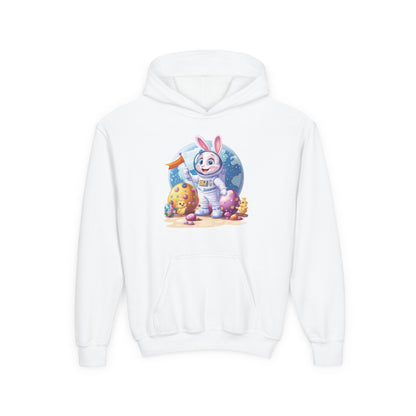 Astronaut Easter Bunny Kids Hoodie, Space Bunny Youth Sweatshirt, Cute Galaxy Easter Gift for Boys and Girls, Gift for Easter Space Lovers