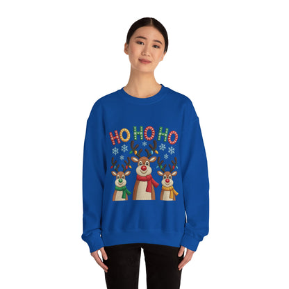 Ho Ho Ho Reindeer Christmas Sweatshirt, Cute Holiday Pullover for Women