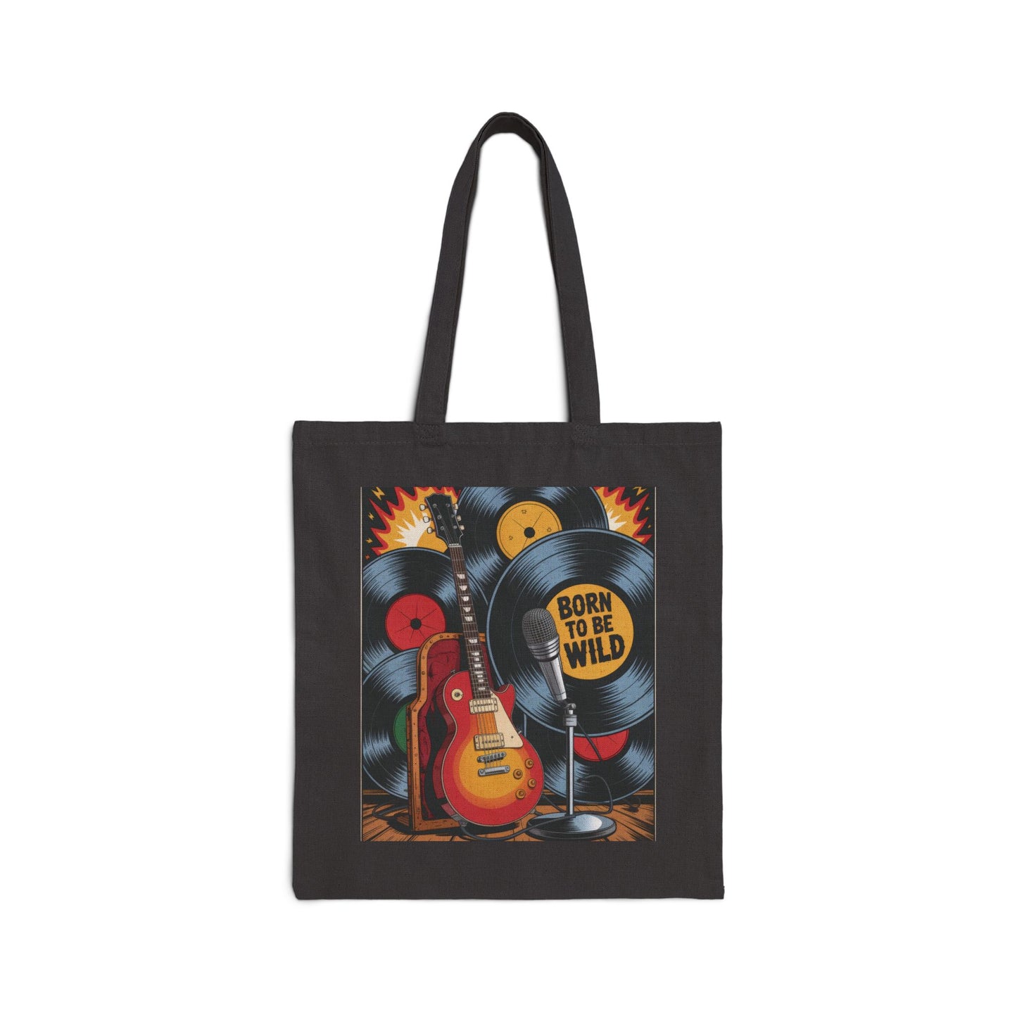 Rockin' Retro Tote Bag, Born to Be Wild, Music Lover's Bag, Festival Tote, Eco-Friendly Shopping Bag, Guitar Design, Gift Idea