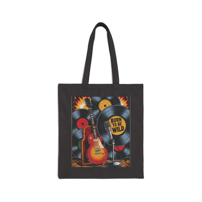 Rockin' Retro Tote Bag, Born to Be Wild, Music Lover's Bag, Festival Tote, Eco-Friendly Shopping Bag, Guitar Design, Gift Idea