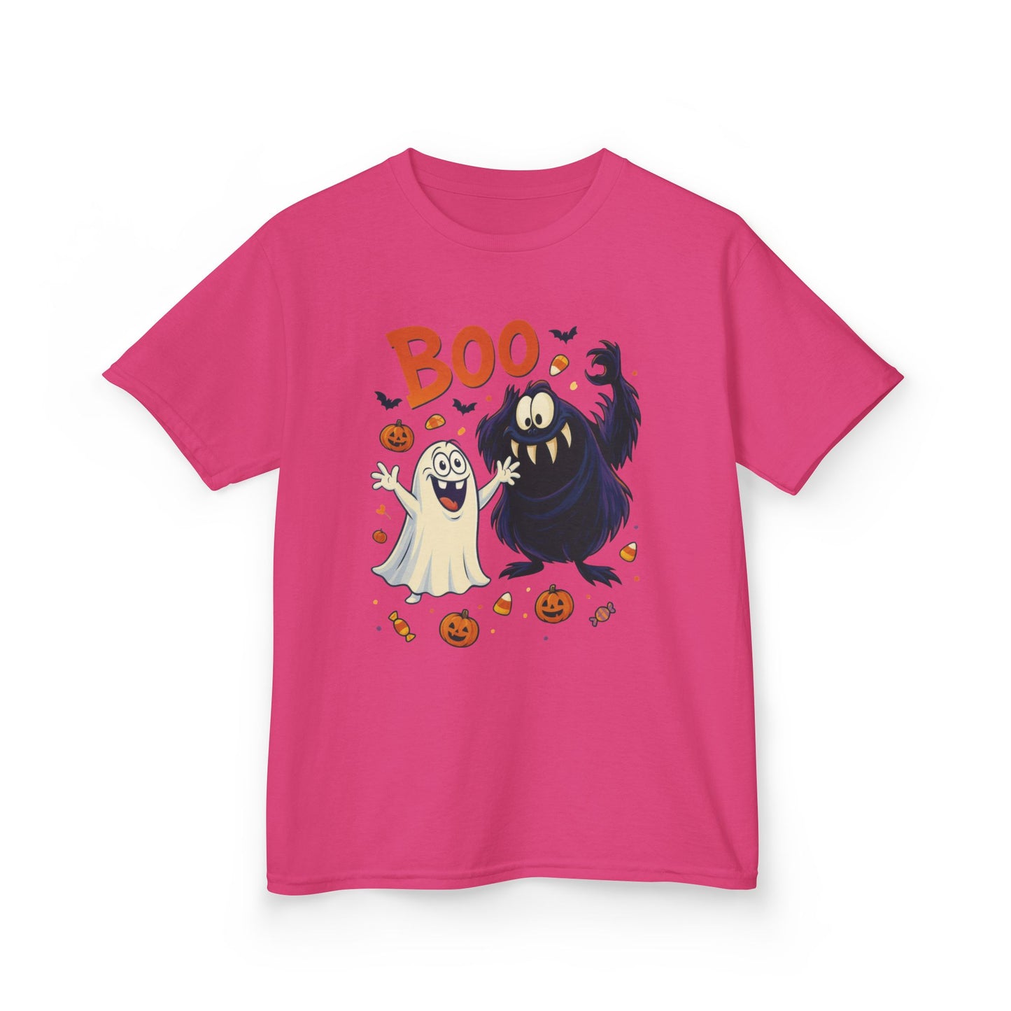 Kids Halloween T-Shirt BOO! Cute Ghost Monster Shirt, Funny Spooky Graphic Tee for Boys Girls, Halloween Costume Gift