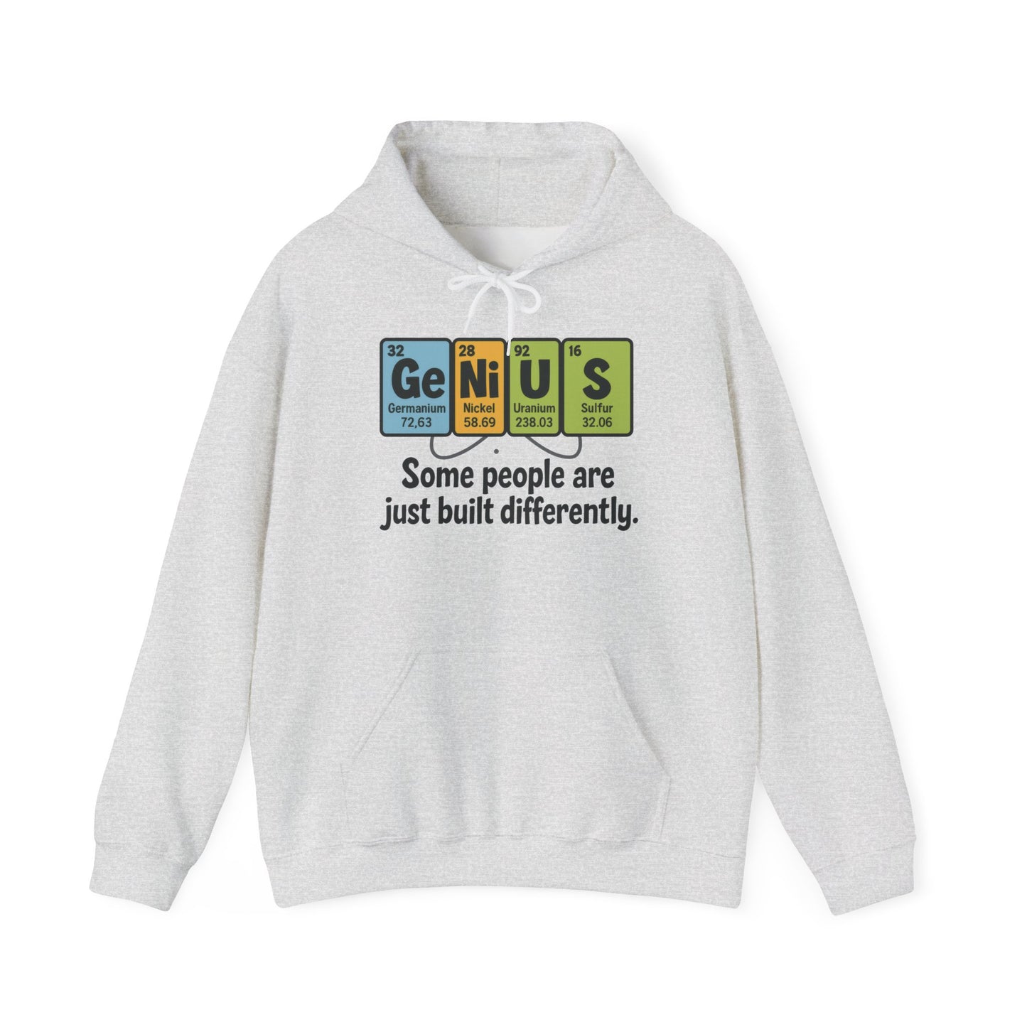 Funny Mens Genius Hoodie, Periodic Table Nerd Sweatshirt, Smart Science Pullover Gift for Him, Science Lover Apparel, Funny Hoodie