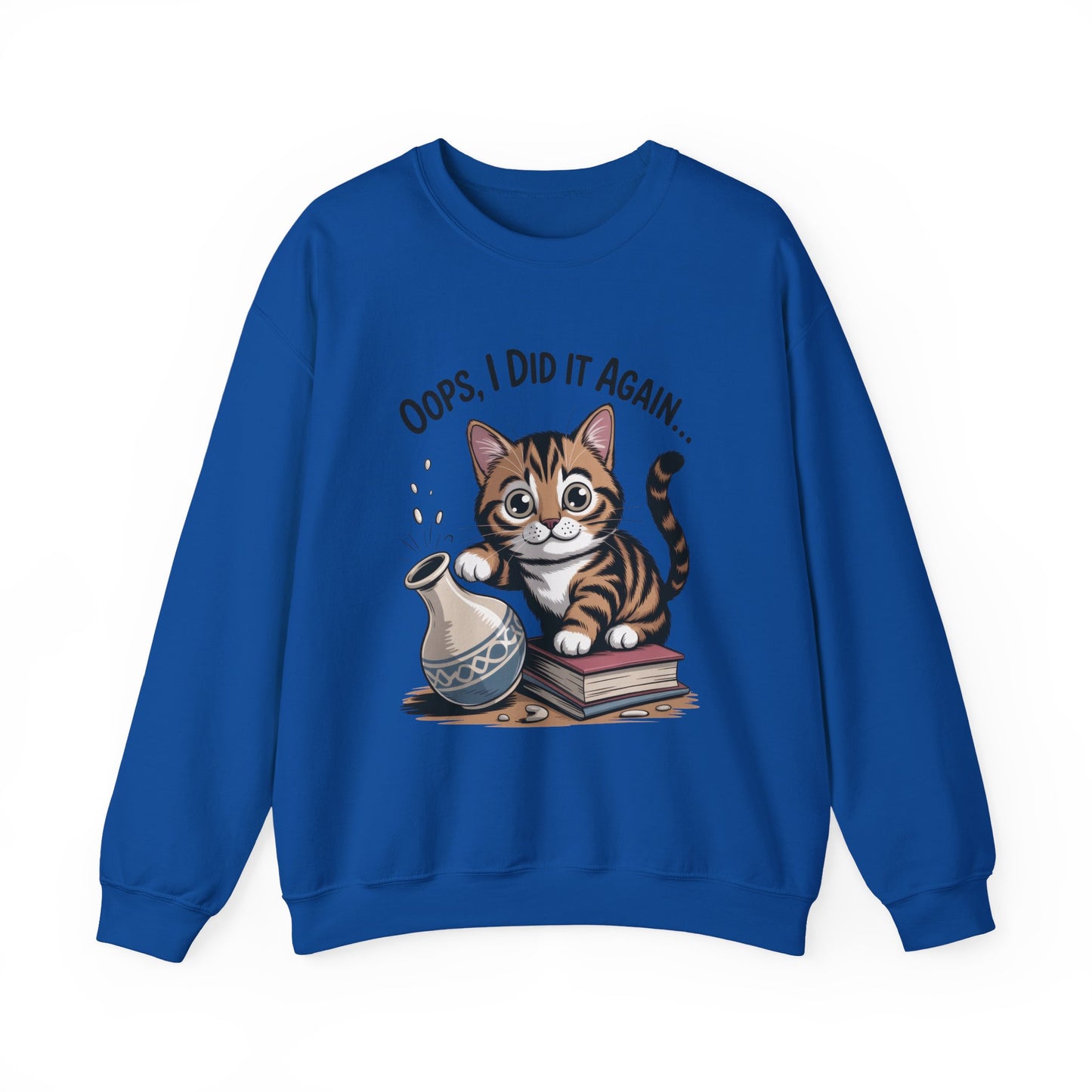 Cute Cat Oops! I Did It Again Sweatshirt, Funny Pet Lover Gift, Cozy Crewneck for Cat Moms, Purrfect for Birthdays, Casual Wear