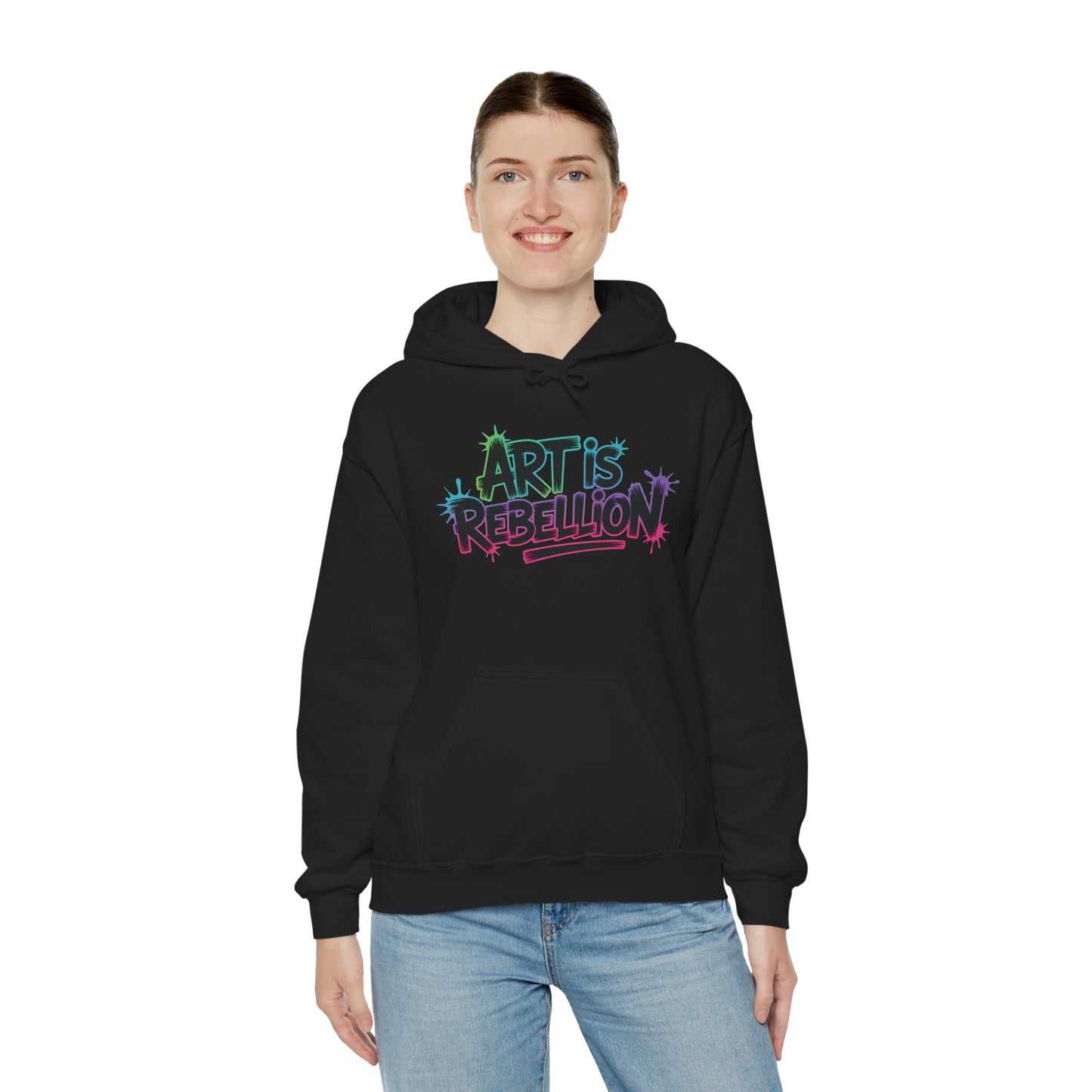Art Is Rebellion Hoodie, Women's Graffiti Street Art Hooded Sweatshirt, Rebel Graphic Statement Pullover, Heavy Blend™ Hooded Sweatshirt
