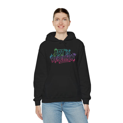 Art Is Rebellion Hoodie, Women's Graffiti Street Art Hooded Sweatshirt, Rebel Graphic Statement Pullover, Heavy Blend™ Hooded Sweatshirt