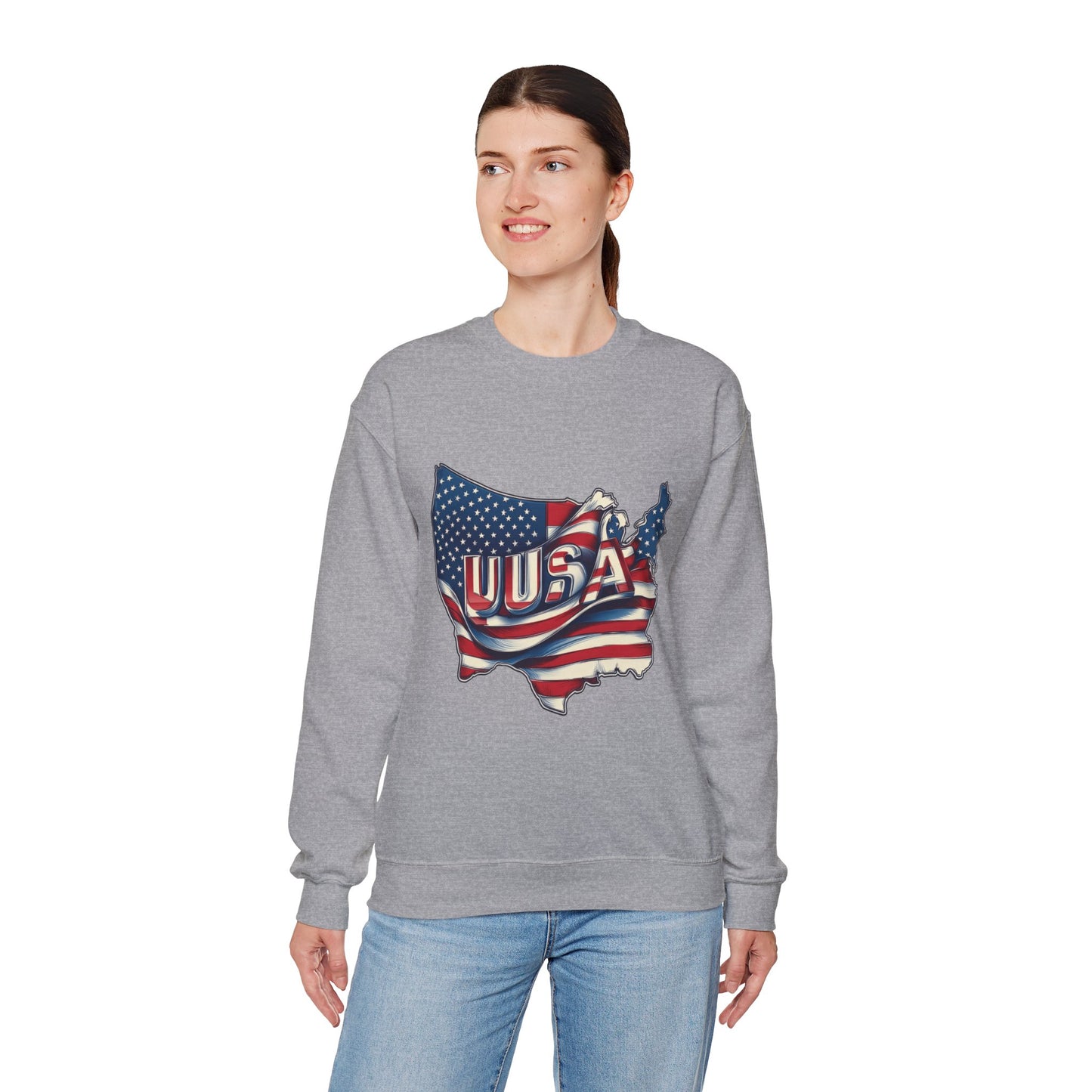 Patriotic USA Crewneck Sweatshirt, Unisex Sweatshirt, American Flag Apparel, Casual Comfort, Great for Independence Day and Holidays