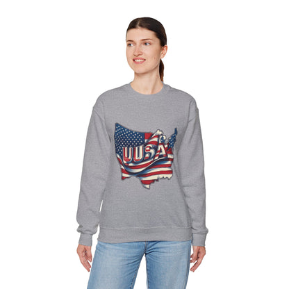 Patriotic USA Crewneck Sweatshirt, Unisex Sweatshirt, American Flag Apparel, Casual Comfort, Great for Independence Day and Holidays