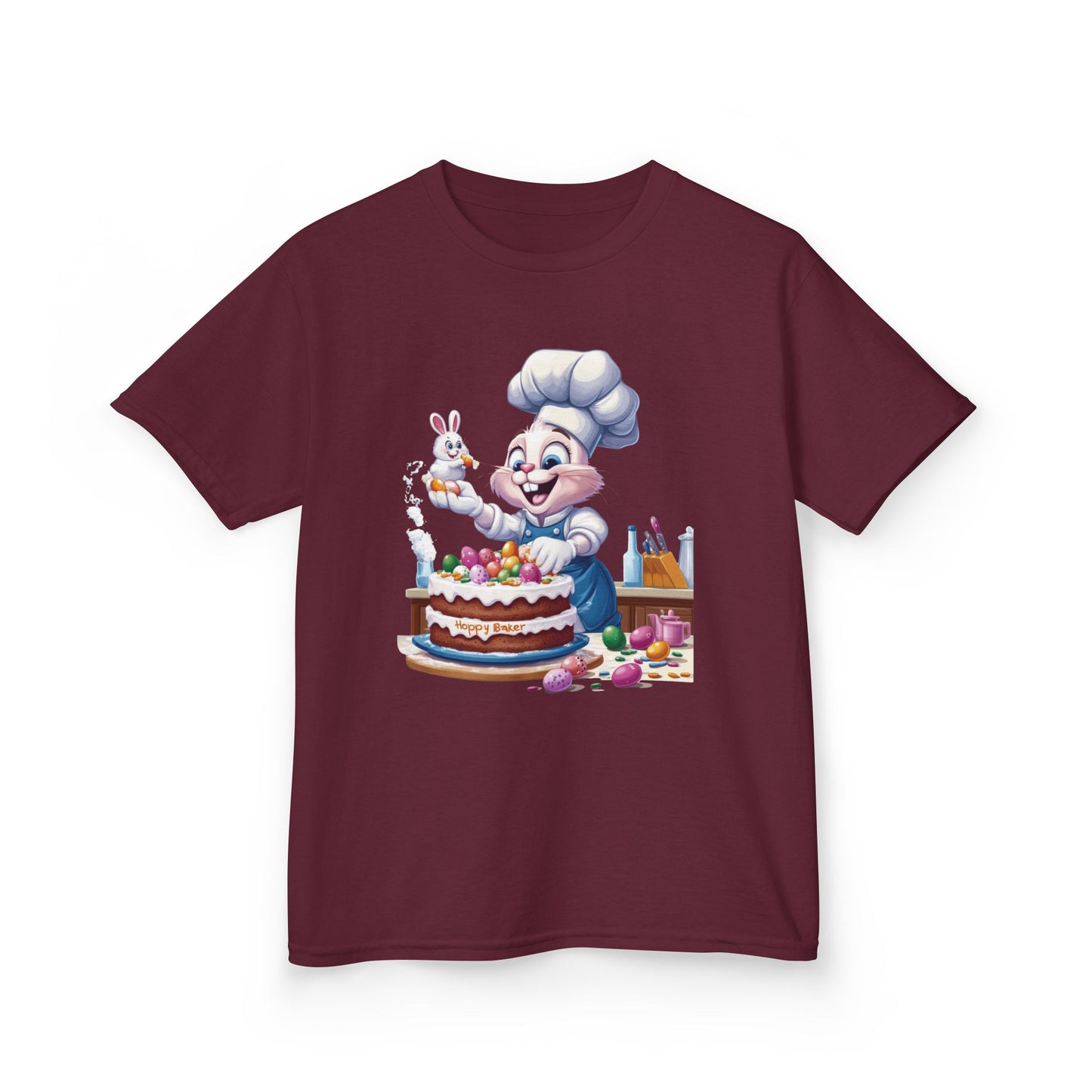 Pastry Chef Easter Bunny T-Shirt - Cute Spring Tee with Chef Bunny and Colorful Cake, Fun Holiday Gift for Kids and Bunny Lovers
