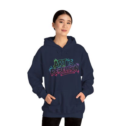 Art Is Rebellion Hoodie, Women's Graffiti Street Art Hooded Sweatshirt, Rebel Graphic Statement Pullover, Heavy Blend™ Hooded Sweatshirt