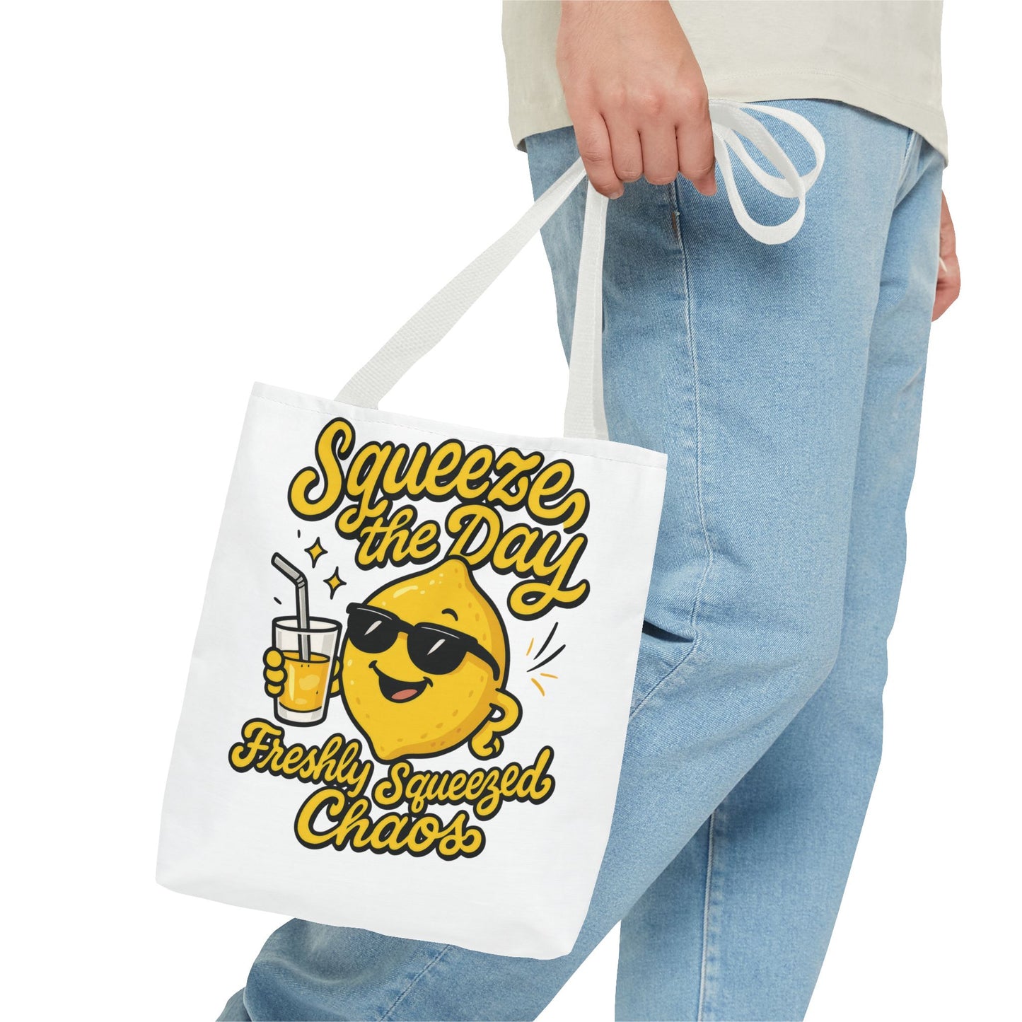 Lemon Themed Tote Bag, Squeeze the Day, Shopping Bag, Gift for Citrus Lovers, Eco-Friendly Carrier, Summer Accessory