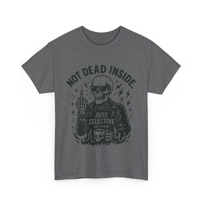Mens Dark Humor Graphic Shirt, Not Dead Inside, Funny Graphic Shirt for Casual Wear, Gifts for Him, Halloween, Occasions, Funny Skeleton Tee