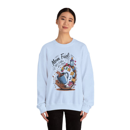 Mom Fuel Unisex Crewneck Sweatshirt, Perfect for Coffee Lovers, Gifts for Moms, Cozy Casual Wear, Funny Graphic Sweatshirt, Mother's Day
